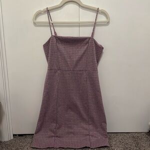 Altar’d State Houndstooth Spaghetti Strap Mini Dress in Pink and Black, Size M